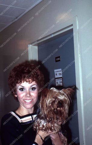 candid Judy Carne w her dog 35m-1116