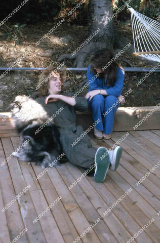 exclusive Leif Garrett sister Dawn Lyn play w dog by swimming pool in backyard 35m-14224