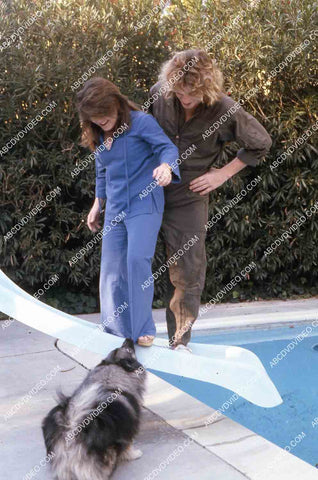 exclusive Leif Garrett sister Dawn Lyn play w dog by swimming pool in backyard 35m-14238