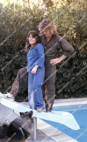 exclusive Leif Garrett sister Dawn Lyn play w dog by swimming pool in backyard 35m-14240