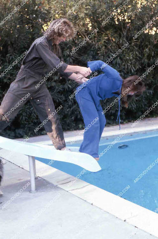 exclusive Leif Garrett sister Dawn Lyn play w dog by swimming pool in backyard 35m-14246