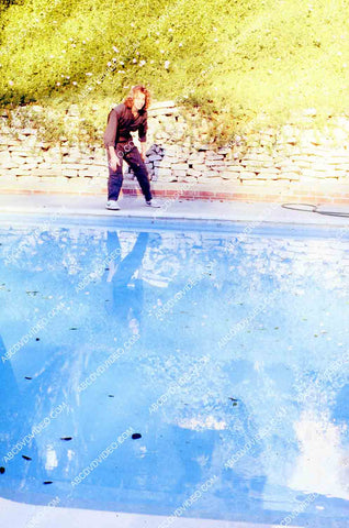 exclusive Leif Garrett sister Dawn Lyn play w dog by swimming pool in backyard 35m-14250