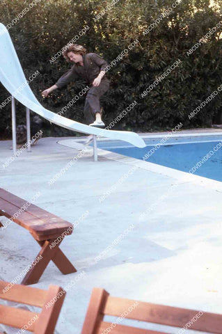 exclusive Leif Garrett sister Dawn Lyn play w dog by swimming pool in backyard 35m-14251