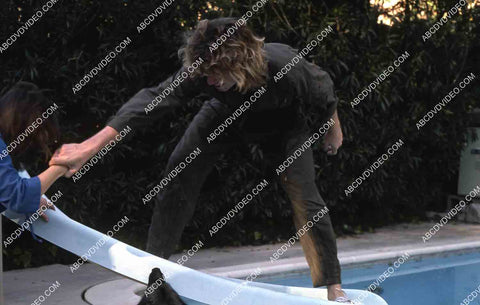 exclusive Leif Garrett sister Dawn Lyn play w dog by swimming pool in backyard 35m-14274