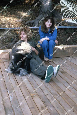 exclusive Leif Garrett sister Dawn Lyn play w dog by swimming pool in backyard 35m-14281