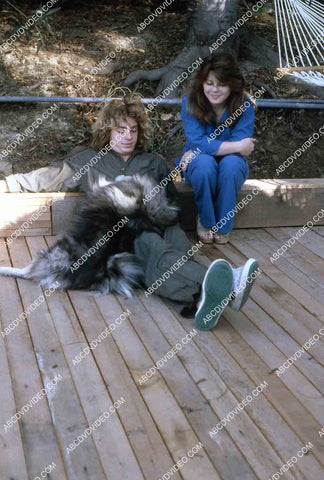 exclusive Leif Garrett sister Dawn Lyn play w dog by swimming pool in backyard 35m-14291