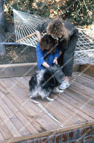 exclusive Leif Garrett sister Dawn Lyn play w dog by swimming pool in backyard 35m-14292