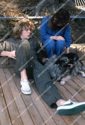 exclusive Leif Garrett sister Dawn Lyn play w dog by swimming pool in backyard 35m-14293