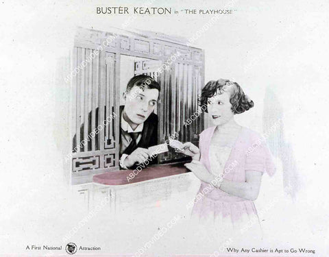 Buster Keaton at the cashier window silent film short The Playhouse 35m-15993