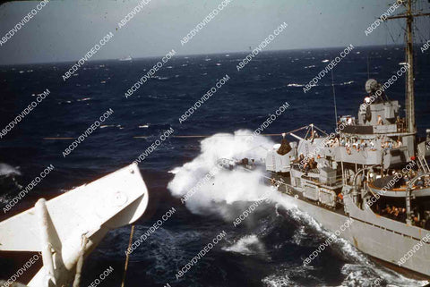 circa 1956 U.S. Naval support vessels viewed from deck aircraft carrier USS Shangri-La 35m-16443
