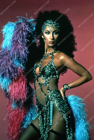 Cher in sexy outfit with feathery boas 35m-2080