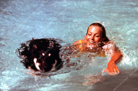 Bo Derek swimming with her dog in the pool film 10 Ten 35m-2767