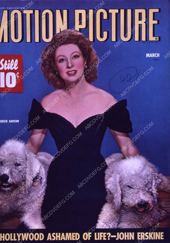 Greer Garson with her dogs Motion Picture magazine cover 35m-4478