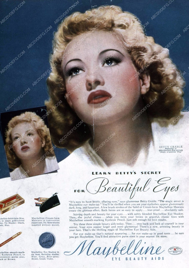 Betty Grable Maybelline Makeup Ad 35m-4559 – Abcdvdvideo