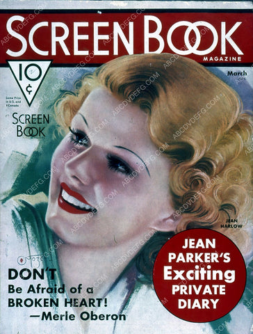 Jean Harlow Screen Book magazine cover 35m-4892