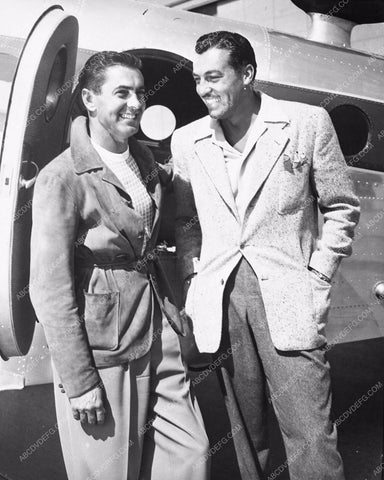 candid Hollywood Tyrone Power Cesar Romero and airplane 3611-34