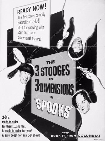 Three Stooges Moe Larry Shemp add slick 3-D short Spooks 3684-02