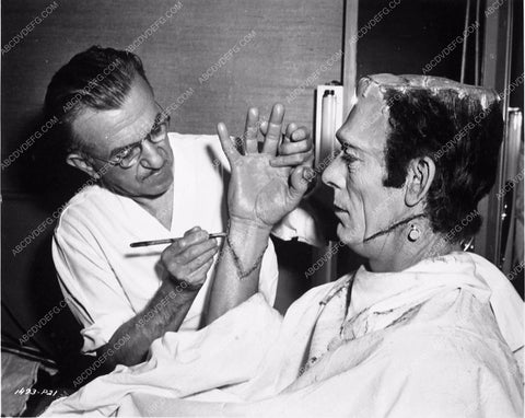 Glenn Strange Jack Pierce doing makup Son of Frankenstein 3725-06