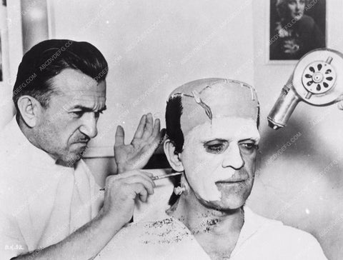 Boris Karloff Jack Pierce doing makeup Son of Frankenstein 3725-10