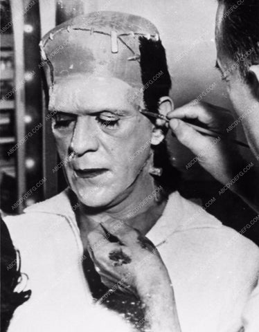 Boris Karloff Jack Pierce doing makeup Son of Frankenstein 3725-14