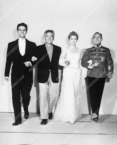 candid Grace Kelly Louis Jourdan Alec Guinness director Charles Vidor on set The Swan 3797-36