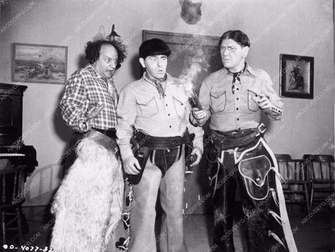 Three Stooges Moe Larry Shemp tough hombres in short Out West 3915-16