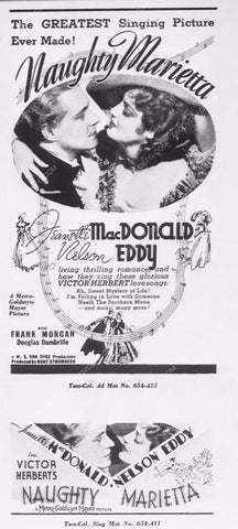 Nelson Eddy Jeanette MacDonald add slick Naughty Marietta 3949-02