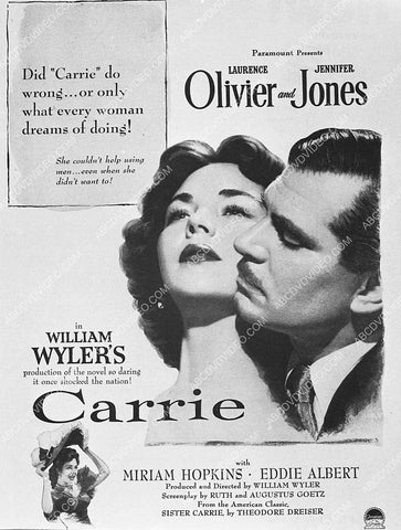 ad slick Laurence Olivier Jennifer Jones film Carrie 4005-35