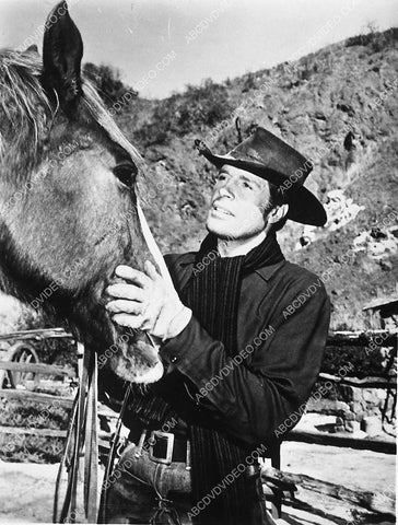 Robert Horton petting his horse TV Wagon Train 4109-15