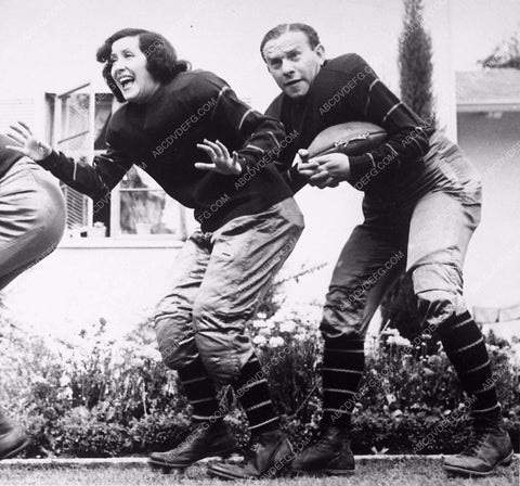 George Burns Gracie Allen in football garb on the front yard gridiron 4330-08