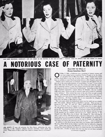 newpaper clip Charlie Chaplin and Joan Barry Paternity case scandal 4411-33