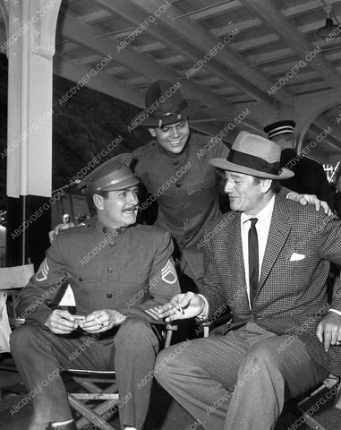 John Wayne visits Tyrone Power on set The Long Gray Line 45bx06-316
