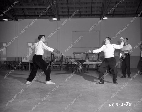 Cornel Wilde fencing practice between takes film Forever Amber 45fa-88
