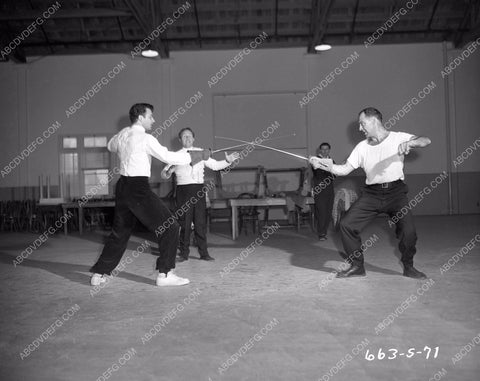 Cornel Wilde fencing practice between takes film Forever Amber 45fa-89