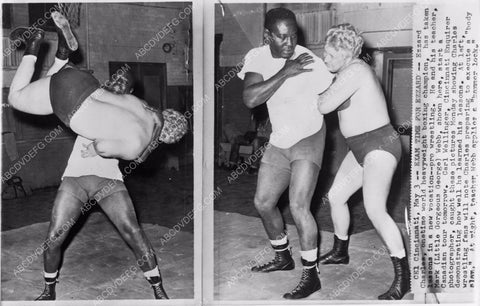 sports boxing wrestling Ezzard Charles trains Gorgeous George 4b10-035