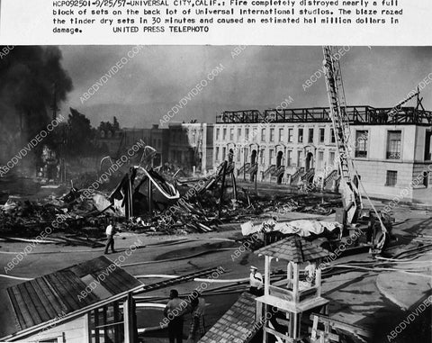 1957 historic Los Angeles Hollywood Universal Studios suffers fire on back lot news photo 5416-26