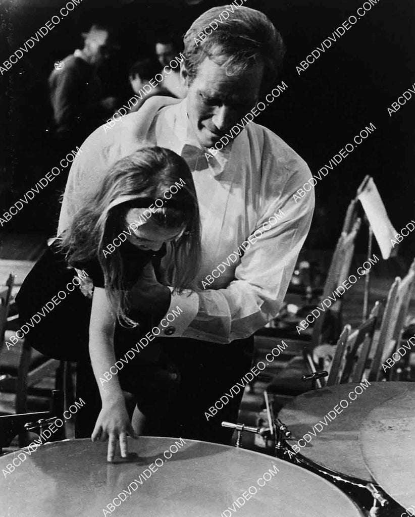 candid Charlton Heston shows his daughter the drums in orchestra 5588a ...