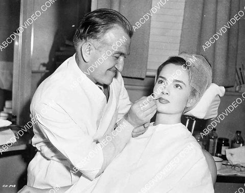 Ann Blyth sitting in Jack Pierce's makeup chair getting the works 5623a-01