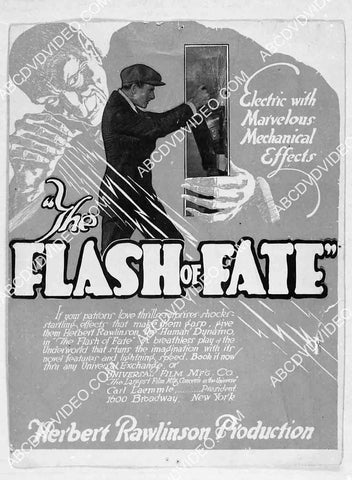 ad slick Herbert Rawlinson silent film The Flash of Fate 5623a-36