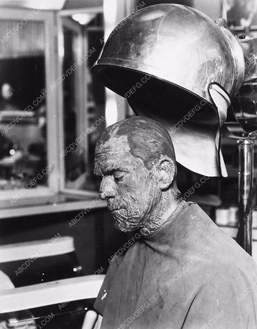 Boris Karloff under the dryer to cake Mummy makeup in Jack Pierce studio 5623b-10