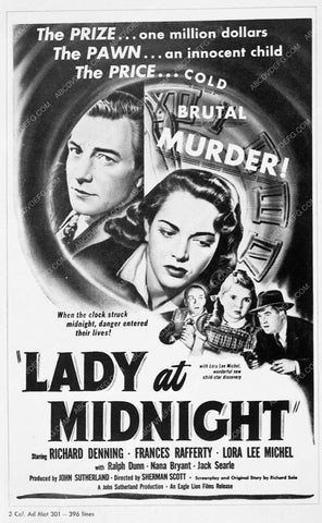 ad slick Richard Denning crime film Lady at Midnight 6076-02