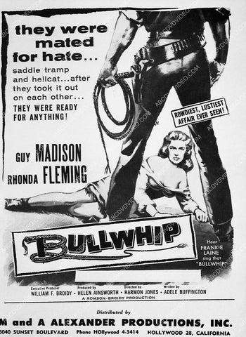 ad slick Guy Madison Rhonda Fleming film Bullwhip 6244-37