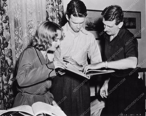 candid Carole Lombard James Stewart director John Cromwell on set Made for Each Other 6272-05
