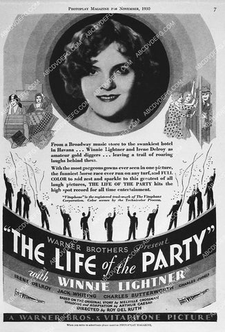 ad slick Winnie Lightner film The Life of the Party 6428-37