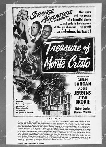 ad slick Adele Jergens Glenn Langan film Treasure of Monte Cristo 6573-18