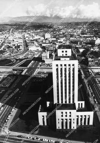 1960 historic Los Angeles Spring St aerial view 6851-026