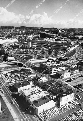 1960 historic Los Angeles Spring St aerial view Union Station 6851-027