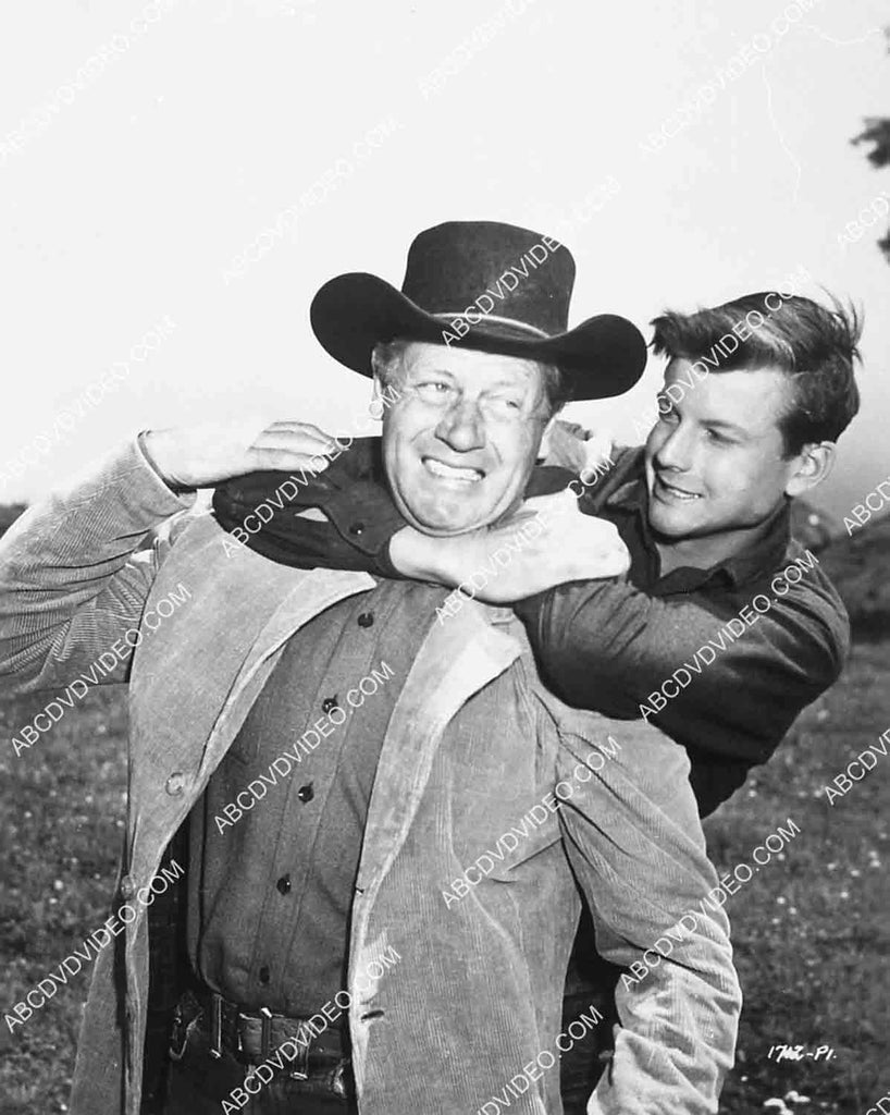 Joel McCrea plays w son Jody McCrea on set film The Lone Hand 6861-013 ...