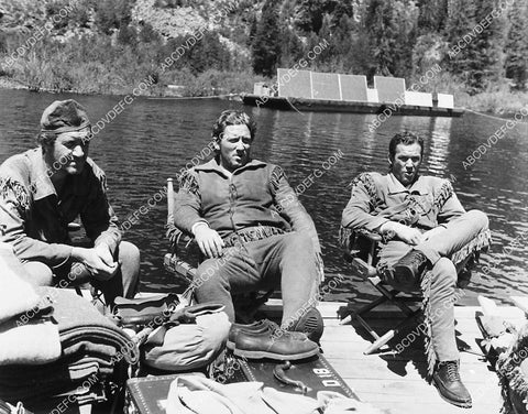 Spencer Tracy and cast relaxing on location film Northwest Passage 6928-18