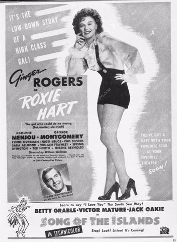 ad slick Ginger Rogers film Roxie Heart 7173-01